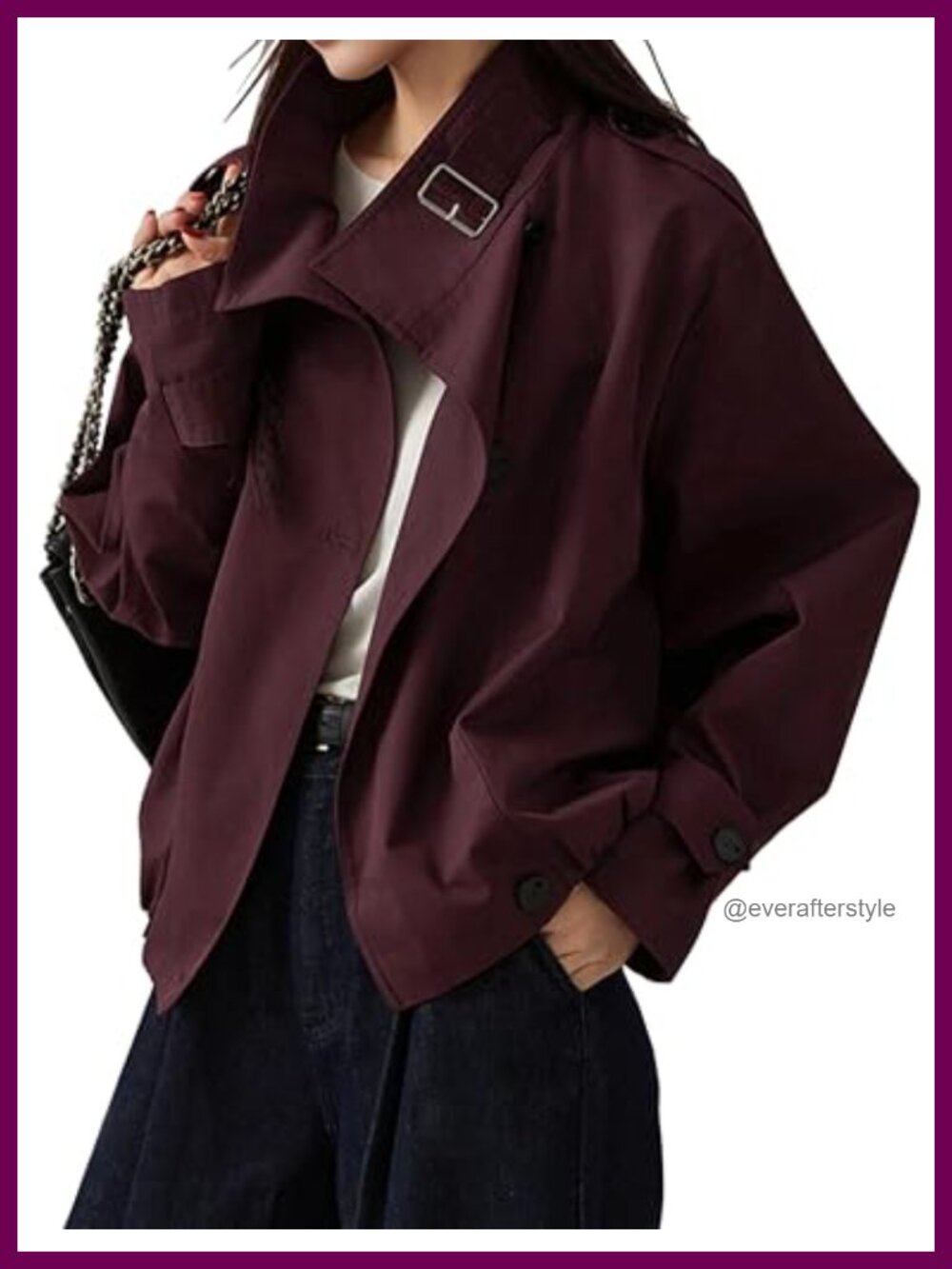 Vintage Trench Coat Funnel Neck Cropped Jacket Cotton Blend Lightweight